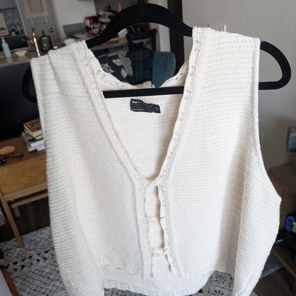 ASOS Cream Sweater Vest, Size XL